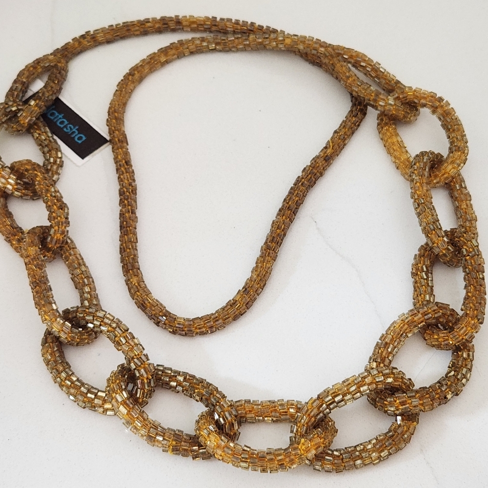 Natasha Gold Beaded Necklace 19 Inches